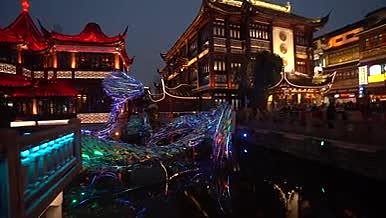 2K上海城隍庙九曲桥灯会行人最新夜景合集视频的预览图